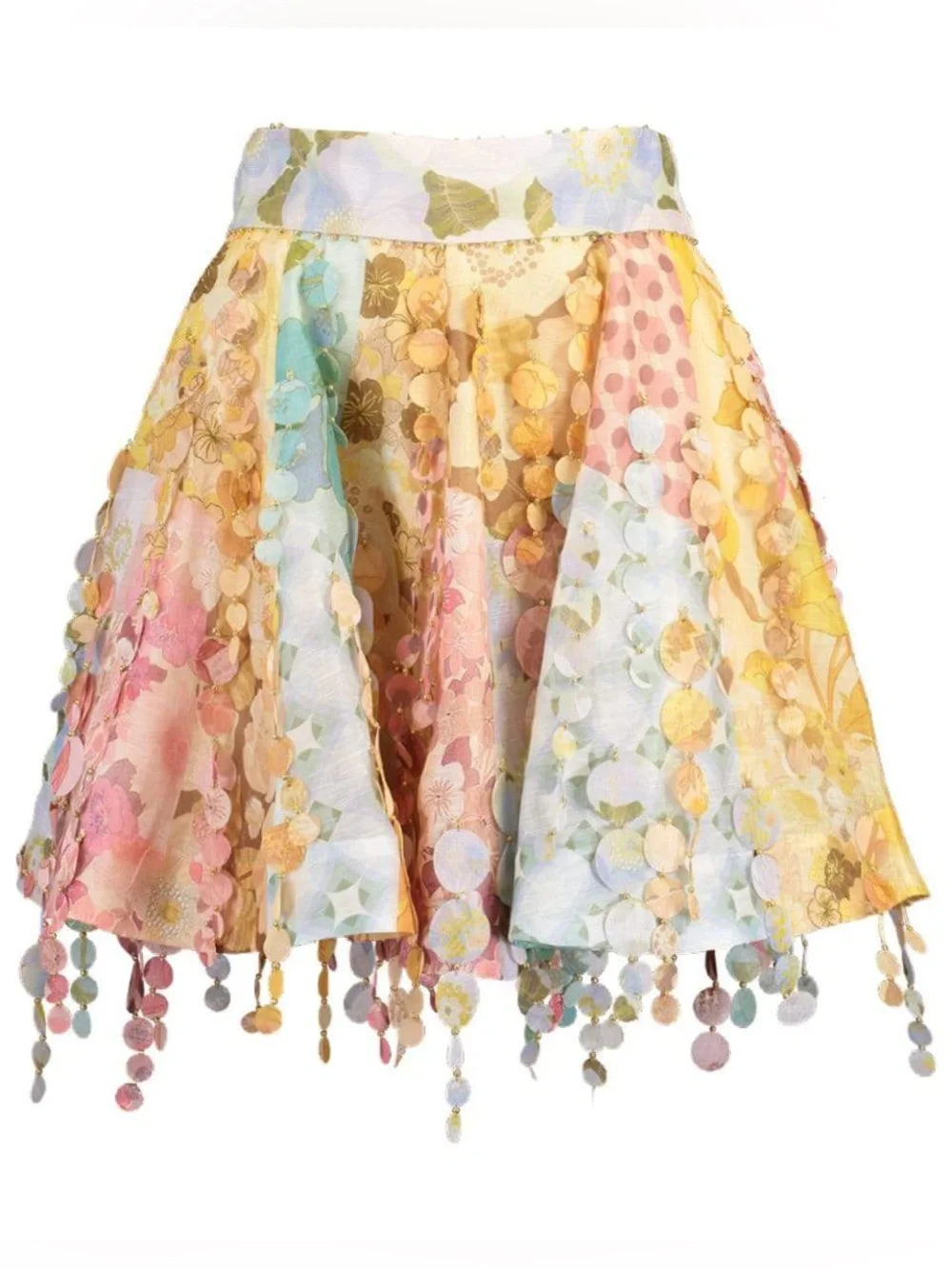 Zimmermann Tempo Disco Patch Tassel Mini Flare Skirt - Picture 3 of 11